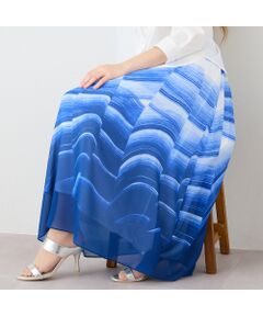 Liliane Burty（Lサイズ） / リリアンビューティ ミニ・ひざ丈スカート | 【L～4L】ウェーブプリントウォッシャブルスカート