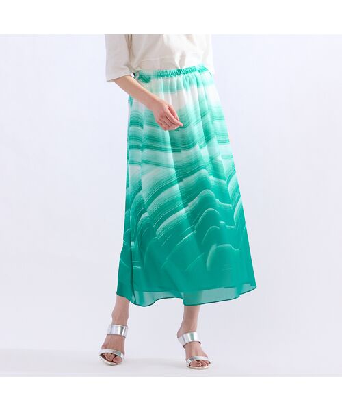 Liliane Burty（Lサイズ） / リリアンビューティ ミニ・ひざ丈スカート | 【L～4L】ウェーブプリントウォッシャブルスカート | 詳細1