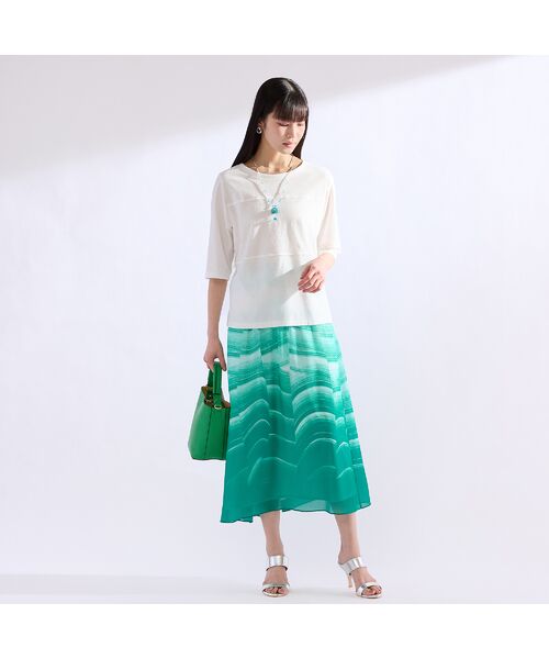 Liliane Burty（Lサイズ） / リリアンビューティ ミニ・ひざ丈スカート | 【L～4L】ウェーブプリントウォッシャブルスカート | 詳細4