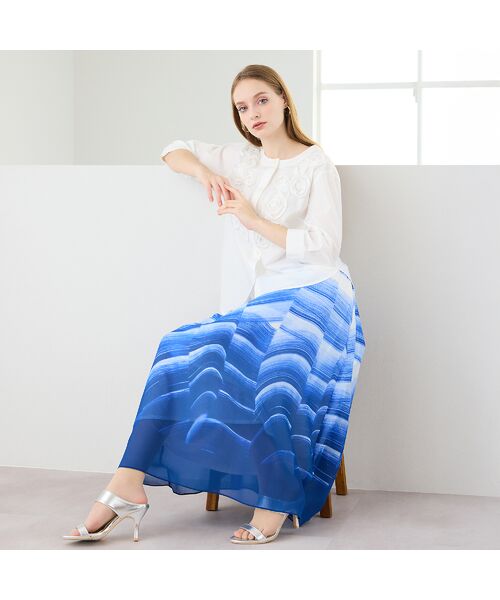 Liliane Burty（Lサイズ） / リリアンビューティ ミニ・ひざ丈スカート | 【L～4L】ウェーブプリントウォッシャブルスカート | 詳細6