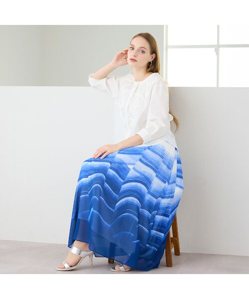 Liliane Burty（Lサイズ） / リリアンビューティ ミニ・ひざ丈スカート | 【L～4L】ウェーブプリントウォッシャブルスカート | 詳細7