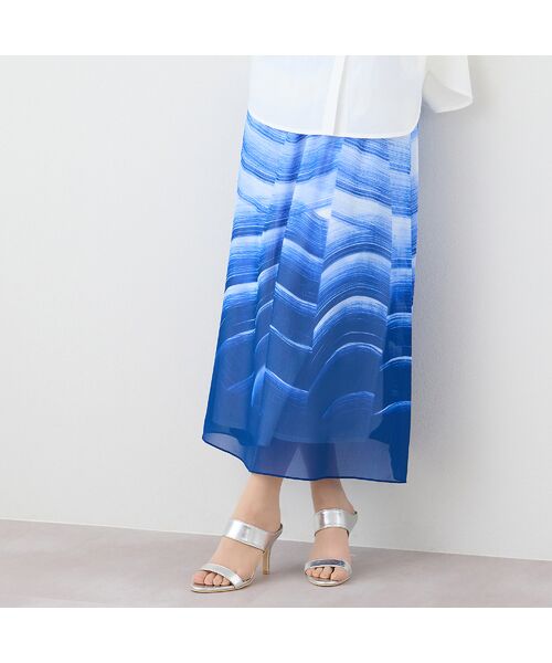 Liliane Burty（Lサイズ） / リリアンビューティ ミニ・ひざ丈スカート | 【L～4L】ウェーブプリントウォッシャブルスカート | 詳細8