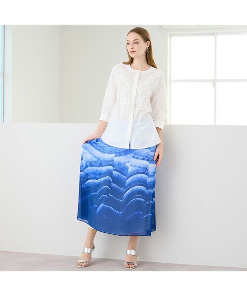 Liliane Burty（Lサイズ） / リリアンビューティ ミニ・ひざ丈スカート | 【L～4L】ウェーブプリントウォッシャブルスカート | 詳細9