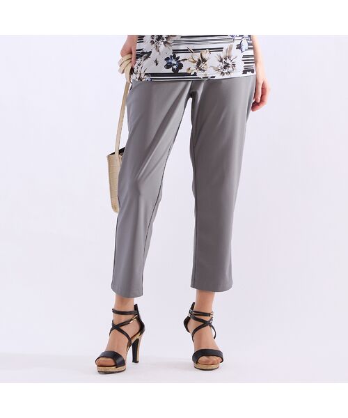 Liliane Burty(Lサイズ) / リリアンビューティ ショート・ハーフ・半端丈パンツ | 【L~4L】接触冷感・しわになりにくいオールゴムパンツ(ブラウン)