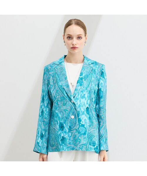 Liliane Burty（Lサイズ） / リリアンビューティ テーラードジャケット | 【11～17号】RATTI麻ペイズリーテーラードジャケット | 詳細1
