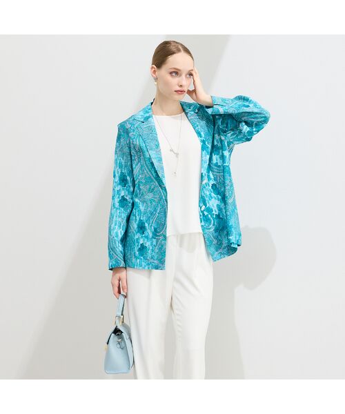 Liliane Burty（Lサイズ） / リリアンビューティ テーラードジャケット | 【11～17号】RATTI麻ペイズリーテーラードジャケット | 詳細2