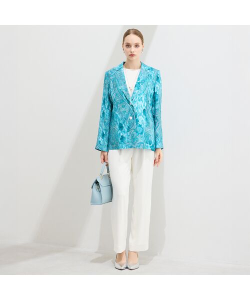 Liliane Burty（Lサイズ） / リリアンビューティ テーラードジャケット | 【11～17号】RATTI麻ペイズリーテーラードジャケット | 詳細4