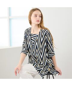 Liliane Burty（Lサイズ） / リリアンビューティ カットソー | 【M～4L】マリンボーダープリントTシャツ