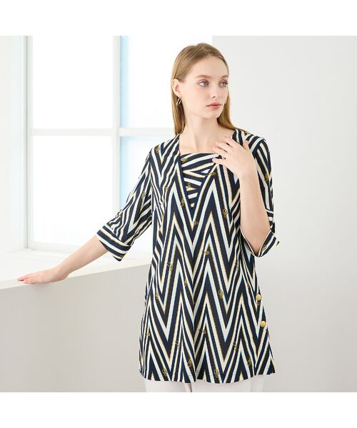 Liliane Burty（Lサイズ） / リリアンビューティ カットソー | 【M～4L】マリンボーダープリントTシャツ | 詳細3