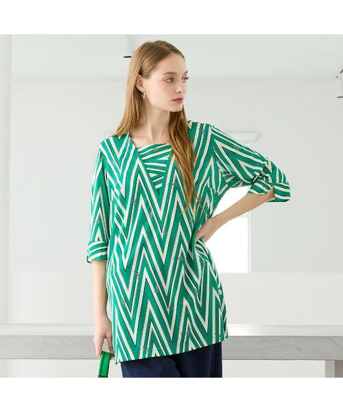 Liliane Burty（Lサイズ） / リリアンビューティ カットソー | 【M～4L】マリンボーダープリントTシャツ | 詳細13