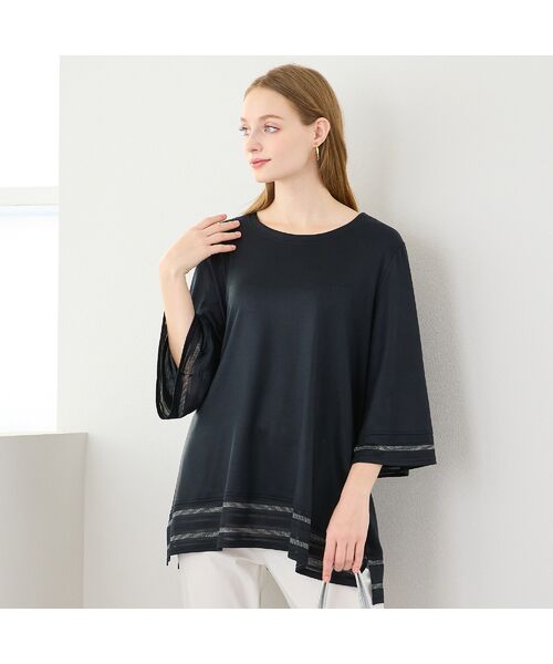 Liliane Burty（Lサイズ） / リリアンビューティ カットソー | 【M～4L・アンサンブル対応】天竺シルケットフレアチュニック | 詳細1