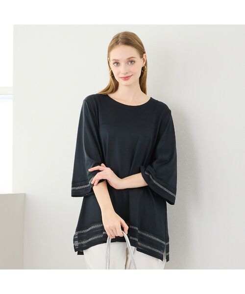 Liliane Burty（Lサイズ） / リリアンビューティ カットソー | 【M～4L・アンサンブル対応】天竺シルケットフレアチュニック | 詳細2