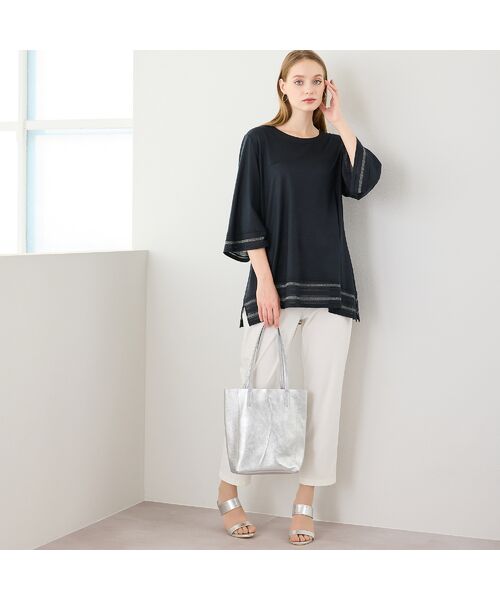 Liliane Burty（Lサイズ） / リリアンビューティ カットソー | 【M～4L・アンサンブル対応】天竺シルケットフレアチュニック | 詳細3