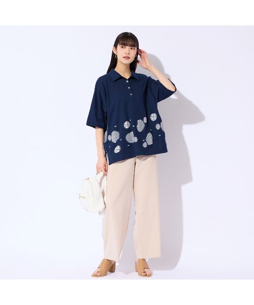 Liliane Burty（Lサイズ） / リリアンビューティ カットソー | 【L～4L対応】シェルジャカードポロシャツ | 詳細3