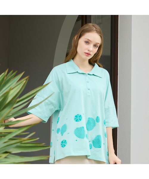 Liliane Burty（Lサイズ） / リリアンビューティ カットソー | 【L～4L対応】シェルジャカードポロシャツ | 詳細5