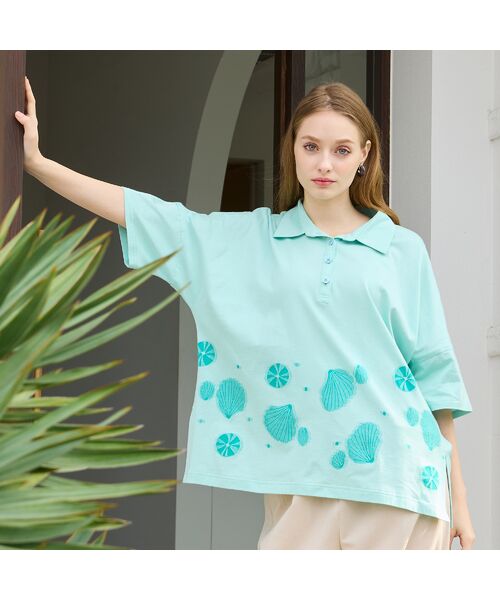 Liliane Burty（Lサイズ） / リリアンビューティ カットソー | 【L～4L対応】シェルジャカードポロシャツ | 詳細7