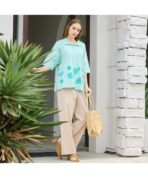 Liliane Burty（Lサイズ） / リリアンビューティ カットソー | 【L～4L対応】シェルジャカードポロシャツ | 詳細8