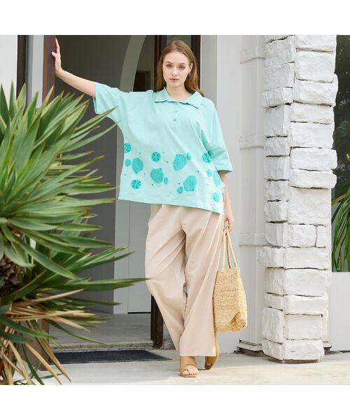 Liliane Burty（Lサイズ） / リリアンビューティ カットソー | 【L～4L対応】シェルジャカードポロシャツ | 詳細9