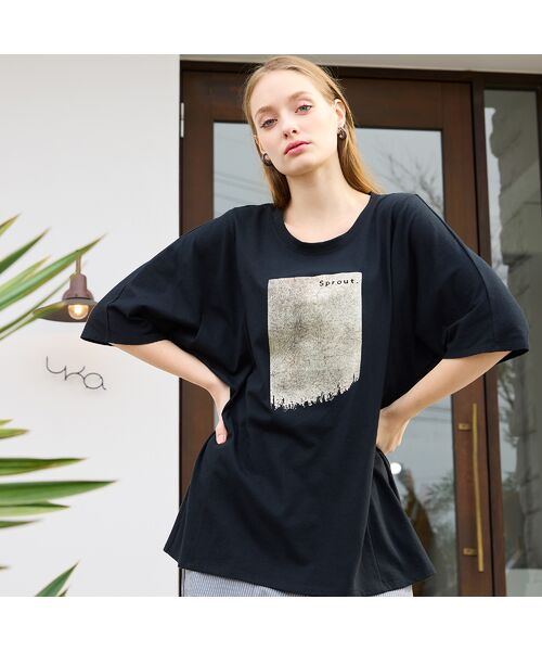 Liliane Burty（Lサイズ） / リリアンビューティ カットソー | 【L～4L対応】箔プリントドルマンスリーブTシャツ | 詳細6