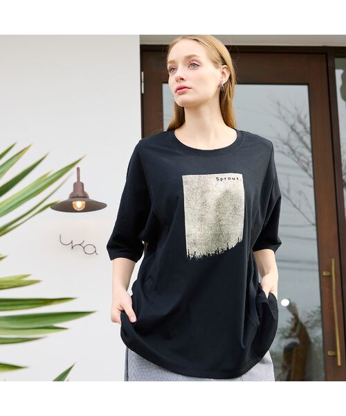 Liliane Burty（Lサイズ） / リリアンビューティ カットソー | 【L～4L対応】箔プリントドルマンスリーブTシャツ | 詳細7