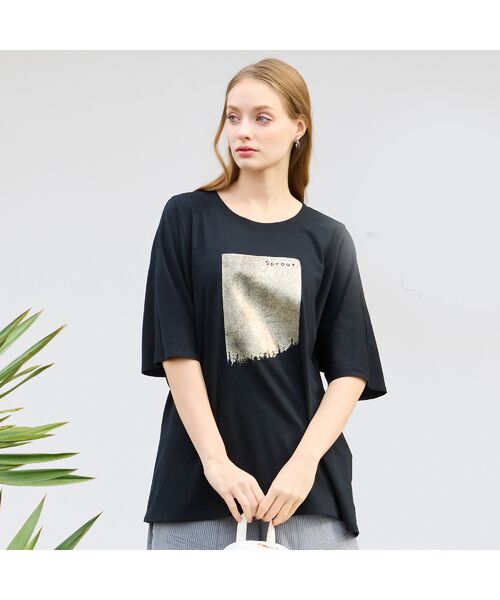 Liliane Burty（Lサイズ） / リリアンビューティ カットソー | 【L～4L対応】箔プリントドルマンスリーブTシャツ | 詳細8