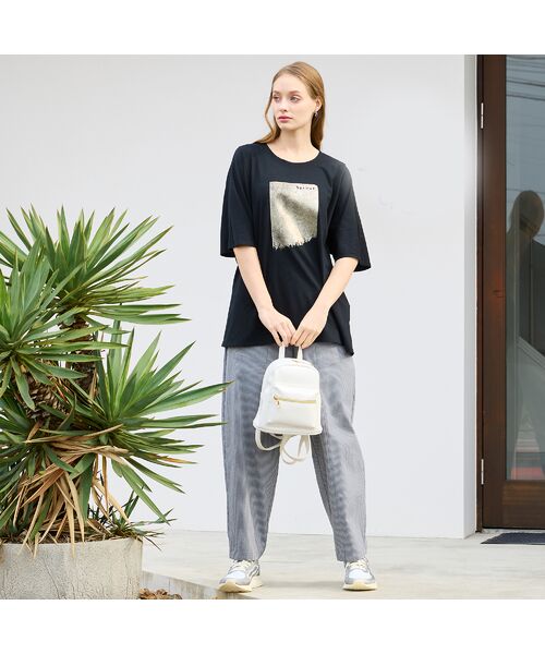 Liliane Burty（Lサイズ） / リリアンビューティ カットソー | 【L～4L対応】箔プリントドルマンスリーブTシャツ | 詳細10