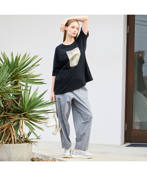 Liliane Burty（Lサイズ） / リリアンビューティ カットソー | 【L～4L対応】箔プリントドルマンスリーブTシャツ | 詳細11