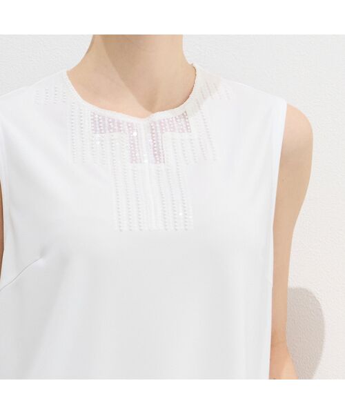 Liliane Burty（Lサイズ） / リリアンビューティ カットソー | 【M～4L】洗えるスパンコールビーズ　刺繍タンクトップ | 詳細3
