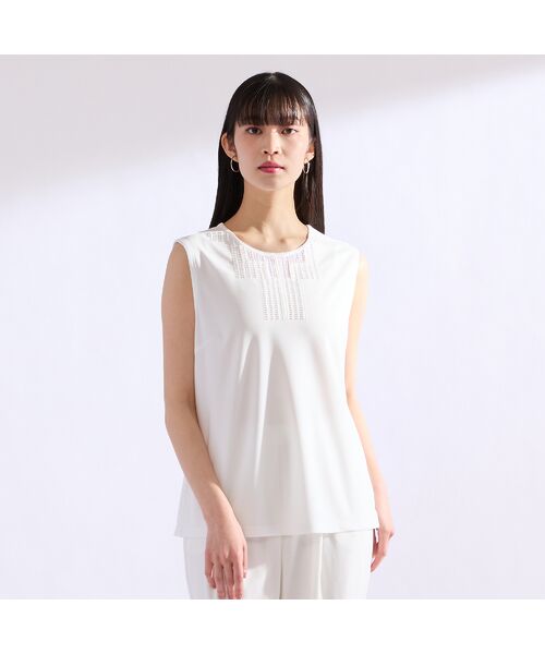 Liliane Burty（Lサイズ） / リリアンビューティ カットソー | 【M～4L】洗えるスパンコールビーズ　刺繍タンクトップ | 詳細7