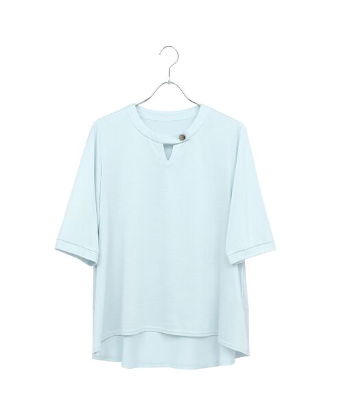 Liliane Burty(Lサイズ) / リリアンビューティ カットソー | 【M~4L・アンサンブル対応】天竺シルケットTシャツ(ブルー)