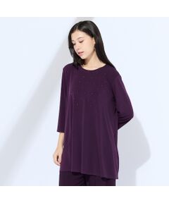 Liliane Burty（Lサイズ） / リリアンビューティ カットソー | 【M～4L/セットアップ可】ドレープカットソーラインストーンTシャツ