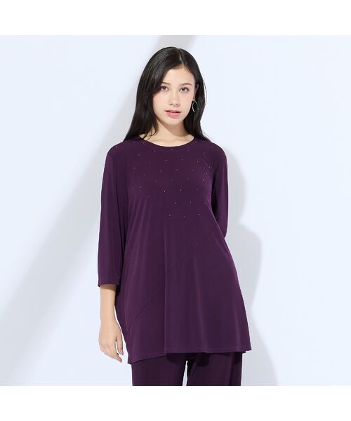 Liliane Burty(Lサイズ) / リリアンビューティ カットソー | 【M~4L/セットアップ可】ドレープカットソーラインストーンTシャツ | 詳細5