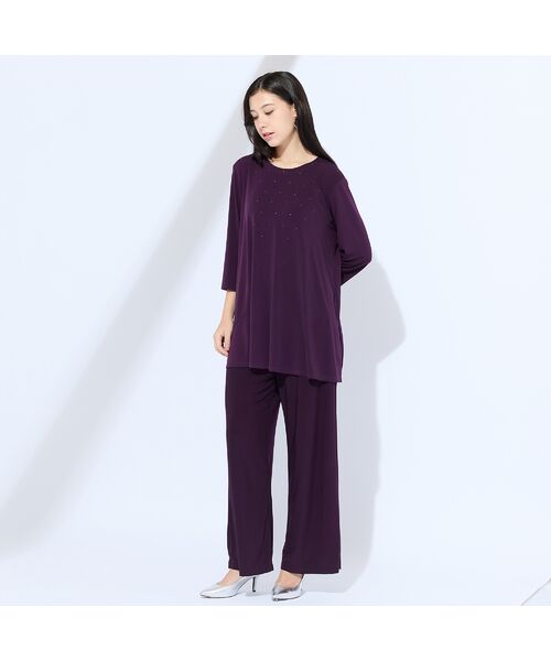 Liliane Burty(Lサイズ) / リリアンビューティ カットソー | 【M~4L/セットアップ可】ドレープカットソーラインストーンTシャツ | 詳細8