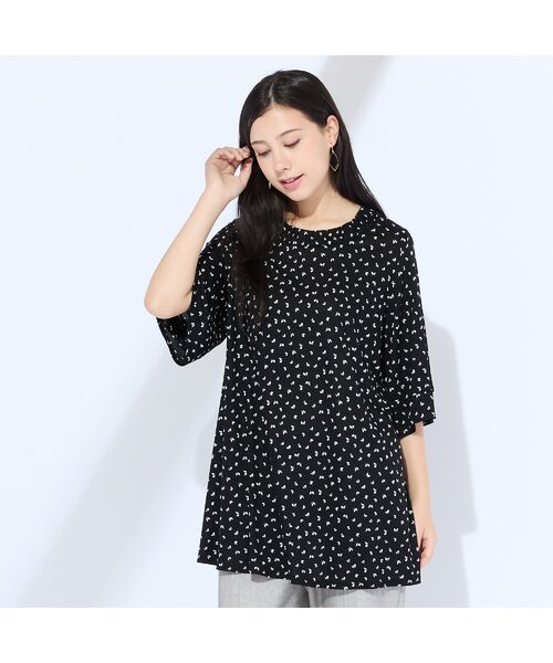 Liliane Burty(Lサイズ) / リリアンビューティ カットソー | 【M~4L】ドイツ製素材プリントTシャツ(ブラック)