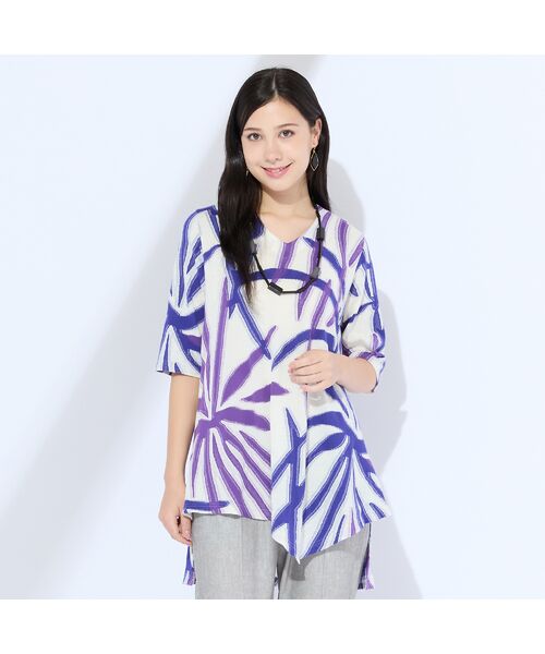 Liliane Burty(Lサイズ) / リリアンビューティ カットソー | 【M~4L】リーフバックカットジャカードTシャツ | 詳細1