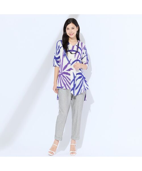 Liliane Burty(Lサイズ) / リリアンビューティ カットソー | 【M~4L】リーフバックカットジャカードTシャツ | 詳細2