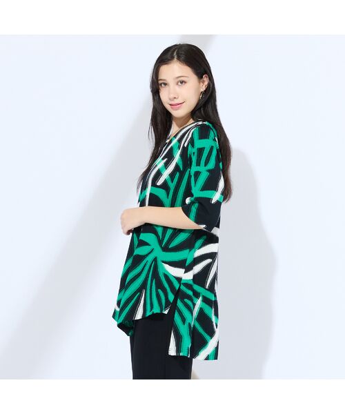 Liliane Burty(Lサイズ) / リリアンビューティ カットソー | 【M~4L】リーフバックカットジャカードTシャツ | 詳細8
