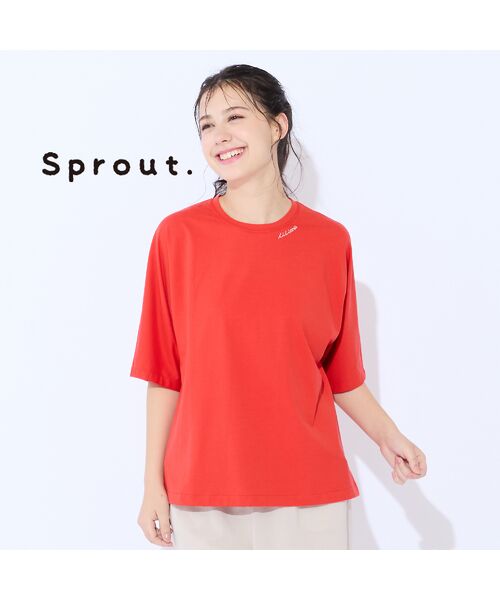 Liliane Burty(Lサイズ) / リリアンビューティ カットソー | 【M~4L】紫外線防止・接触冷感ビジューロゴTシャツ(オレンジ)