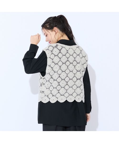 Liliane Burty（Lサイズ） / リリアンビューティ ベスト | 【L～4L対応】ウォッシャブル綿刺繍ニットベスト | 詳細4