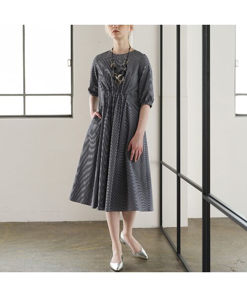 セール イタリア製綿ストライプ ワンピース ミニ丈 ひざ丈ワンピース Liliane Burty Eclat リリアンビューティ エクラ ファッション通販 タカシマヤファッションスクエア