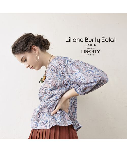 Liliane Burty ECLAT（Sサイズ） / リリアンビューティ エクラ シャツ・ブラウス | 【S・Mサイズ】リバティ　衿ぐりタックプルオーバーブラウス | 詳細8