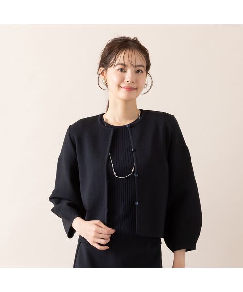 Liliane Burty ECLAT(Sサイズ)/リリアンビューティ エクラ 【セットアップ対応/S・Mサイズ】ウォッシャミラノリブ コクーンニットジャケット ダークブルー M Liliane Burty ECLAT(Sサイズ)/リリアンビューティ エクラ 【セットアップ対応/S・Mサイズ】ウォッシャミラノリブ コクーンニットジャケット ダークブルー M