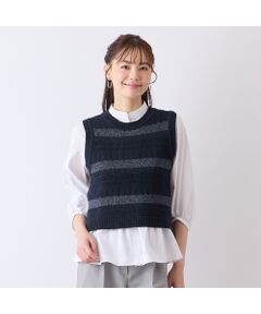 M47◆Liliane Burty リリアンビューティ 超軽量 ダウンベスト バックサテンジョーゼット テーラードジャケット［セットアップ