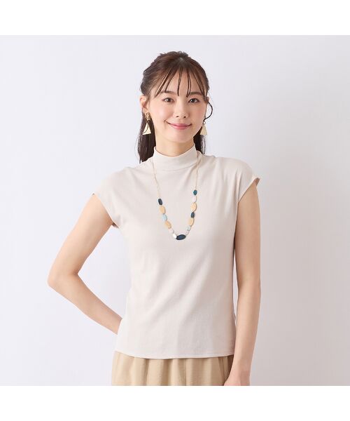 Liliane Burty ECLAT(Sサイズ)/リリアンビューティ エクラ 【S・Mサイズ】ハイネック フレンチスリーブTシャツ ライトグレー M Liliane Burty ECLAT(Sサイズ)/リリアンビューティ エクラ 【S・Mサイズ】ハイネック フレンチスリーブTシャツ ライトグレー M