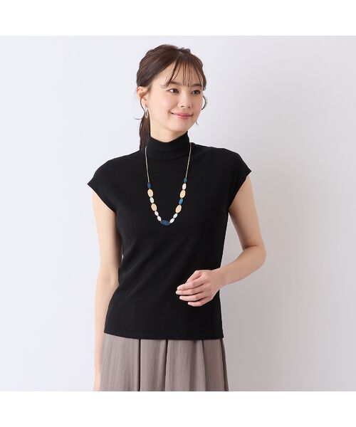 Liliane Burty ECLAT(Sサイズ)/リリアンビューティ エクラ 【S・Mサイズ】ハイネック フレンチスリーブTシャツ ブラック S Liliane Burty ECLAT(Sサイズ)/リリアンビューティ エクラ 【S・Mサイズ】ハイネック フレンチスリーブTシャツ ブラック S