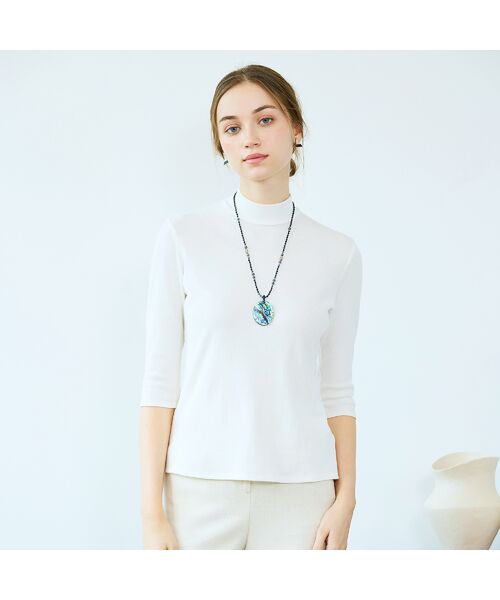 Liliane Burty ECLAT(Sサイズ)/リリアンビューティ エクラ 【S・Mサイズ】ハイネック 七分袖Tシャツ オフ M Liliane Burty ECLAT(Sサイズ)/リリアンビューティ エクラ 【S・Mサイズ】ハイネック 七分袖Tシャツ オフ M