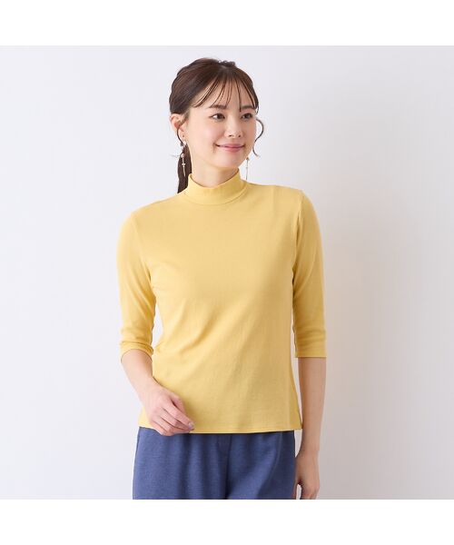 Liliane Burty ECLAT(Sサイズ)/リリアンビューティ エクラ 【S・Mサイズ】ハイネック 七分袖Tシャツ ライトイエロー M Liliane Burty ECLAT(Sサイズ)/リリアンビューティ エクラ 【S・Mサイズ】ハイネック 七分袖Tシャツ ライトイエロー M