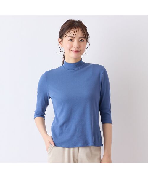 Liliane Burty ECLAT(Sサイズ)/リリアンビューティ エクラ 【S・Mサイズ】ハイネック 七分袖Tシャツ ライトブルー M Liliane Burty ECLAT(Sサイズ)/リリアンビューティ エクラ 【S・Mサイズ】ハイネック 七分袖Tシャツ ライトブルー M