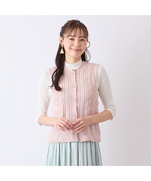 Liliane Burty ECLAT(Sサイズ)/リリアンビューティ エクラ 【S・Mサイズ】ウォッシャブル ニットベスト ピンク M Liliane Burty ECLAT(Sサイズ)/リリアンビューティ エクラ 【S・Mサイズ】ウォッシャブル ニットベスト ピンク M