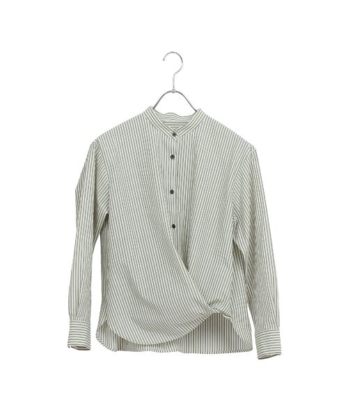 Liliane Burty ECLAT（Sサイズ） / リリアンビューティ エクラ シャツ・ブラウス | 【S・Mサイズ】FABRICA　綿ストライプバンドカラーブラウス | 詳細12